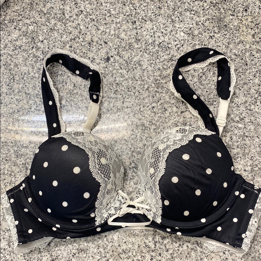 Pink by Victoria  secret black size 34,B and White Polka Dot Bra  NWOT